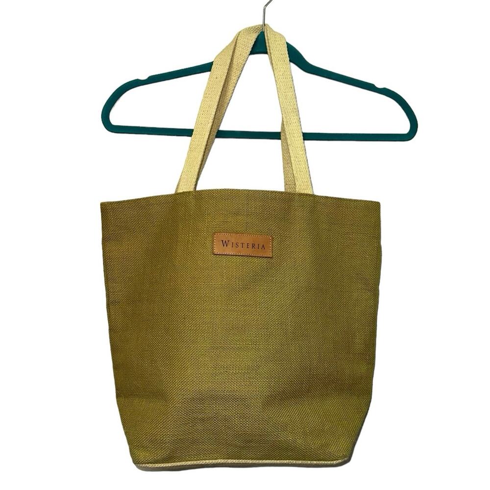Wisteria Jute Tote Bag Natural Fiber Market Beach Bag Green